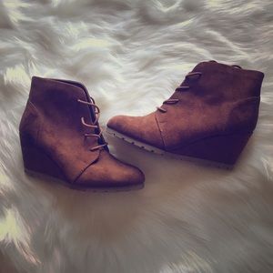 Women’s Brown Wedge Booties size 9